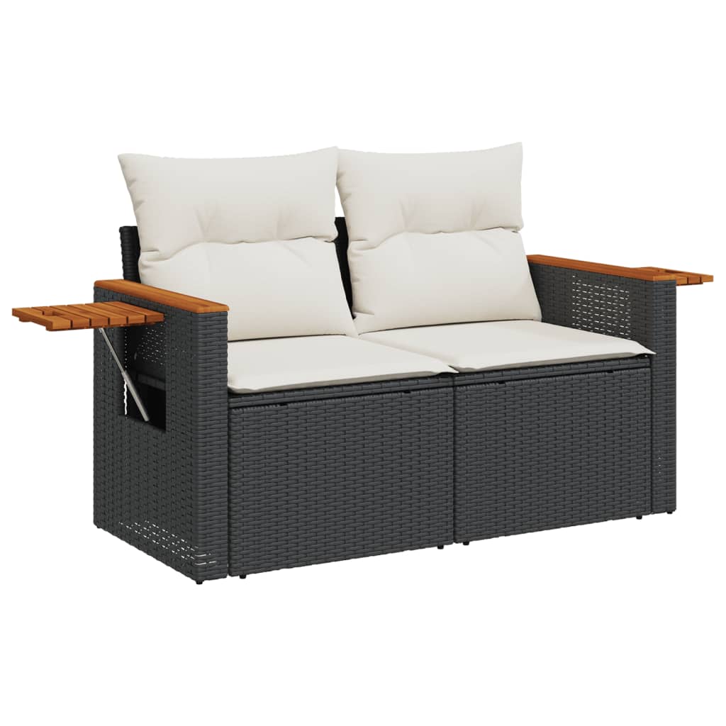 vidaXL 8-delige Loungeset met kussens poly rattan zwart