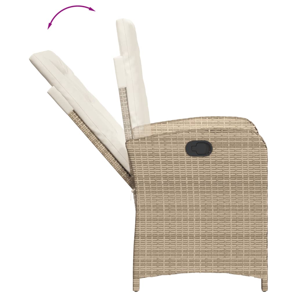 vidaXL 5-delige Tuinset met kussens poly rattan beige