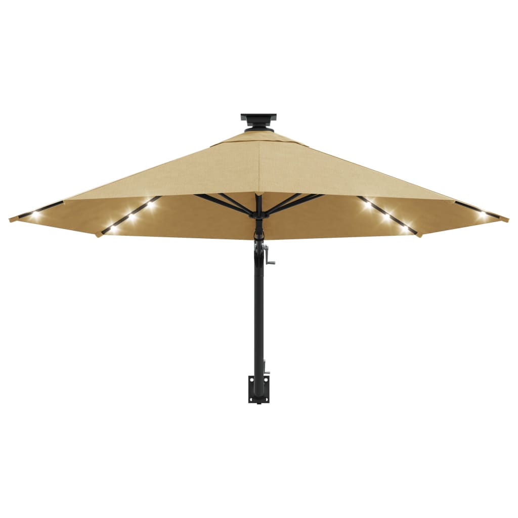 vidaXL Wandparasol met LED's 300 cm taupe