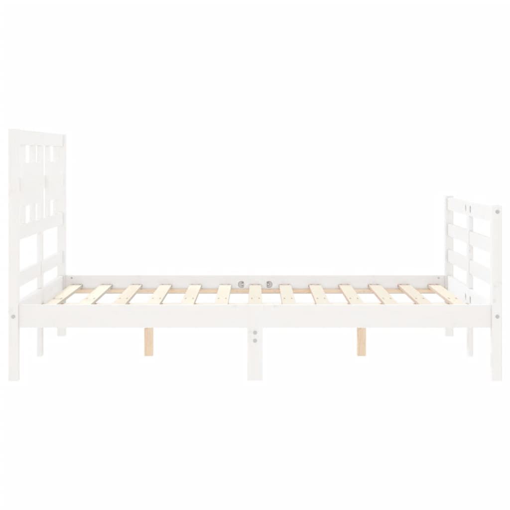 vidaXL Bedframe met hoofdbord massief hout wit 140x200 cm