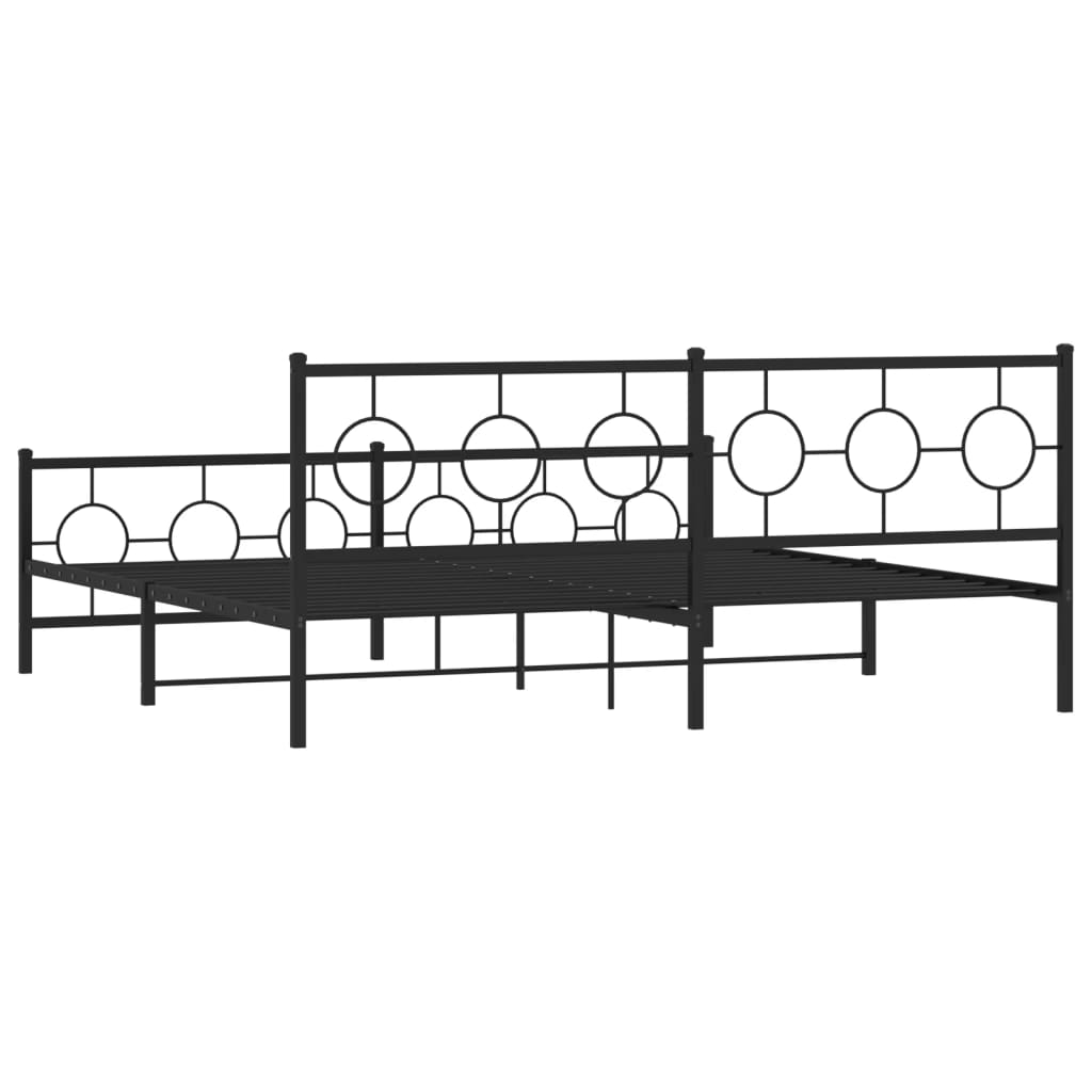 vidaXL Bedframe met hoofd- en voeteneinde metaal zwart 200x200 cm