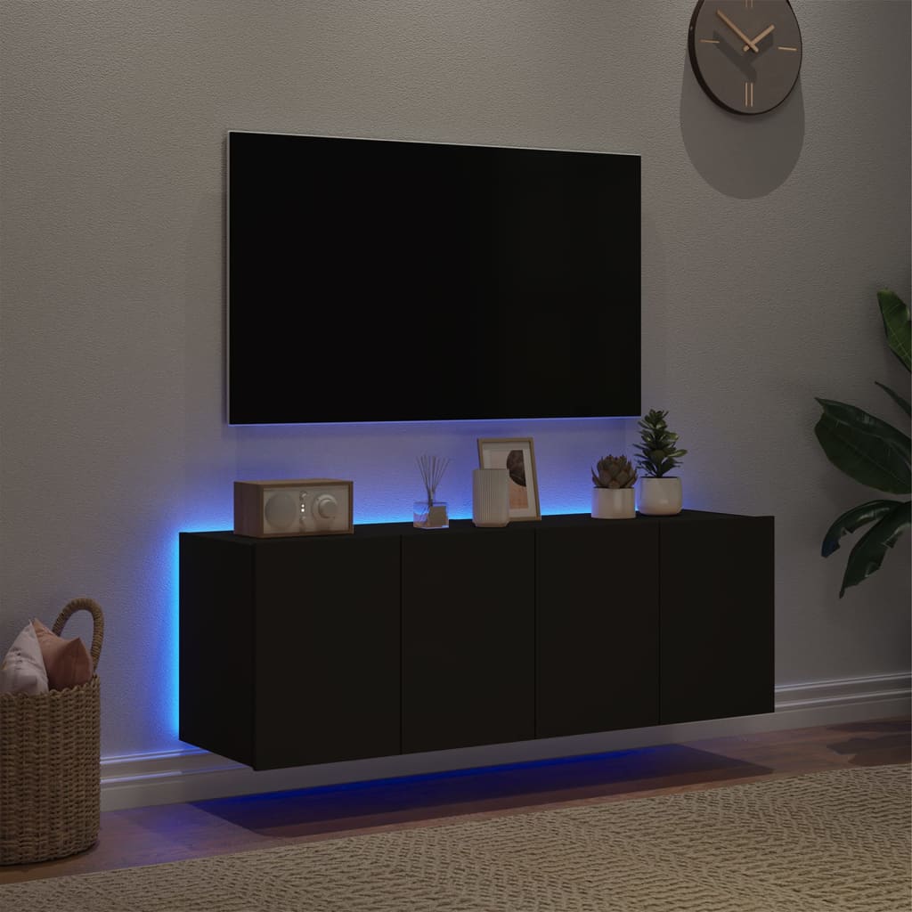 vidaXL Tv-wandmeubels met LED-verlichting 2 st 60x35x41 cm zwart