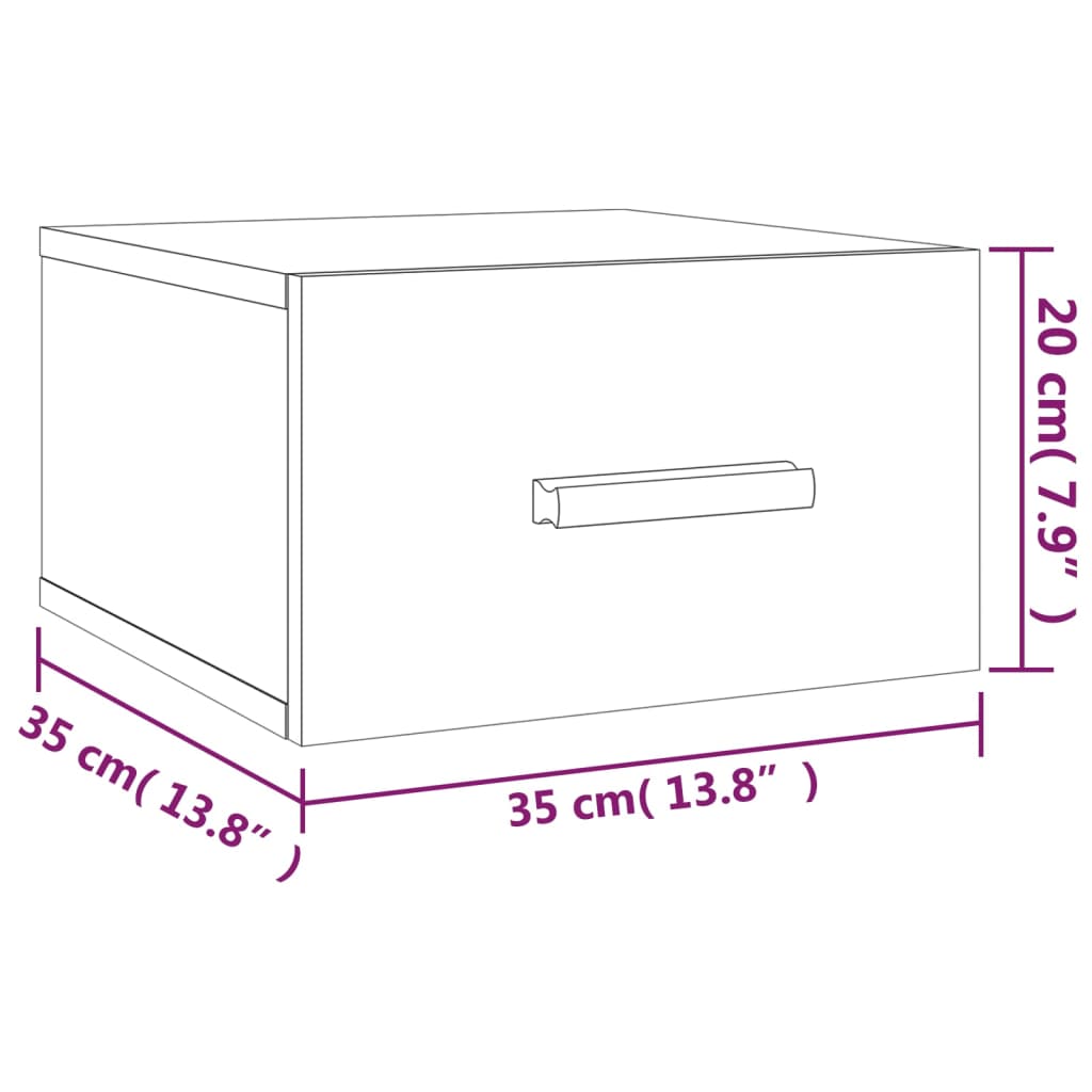 vidaXL Nachtkastjes 2 st wandgemonteerd 35x35x20 cm zwart