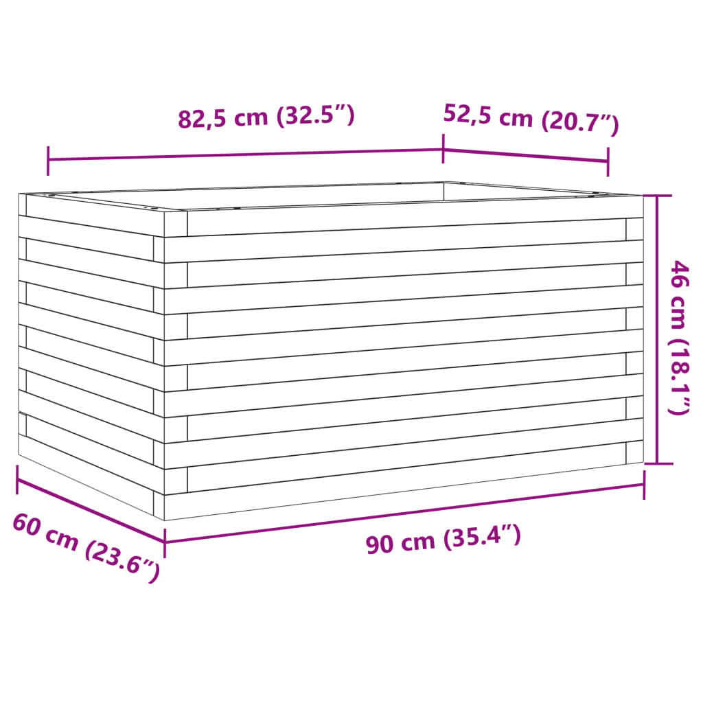 vidaXL Plantenbak 90x60x46 cm massief grenenhout wasbruin