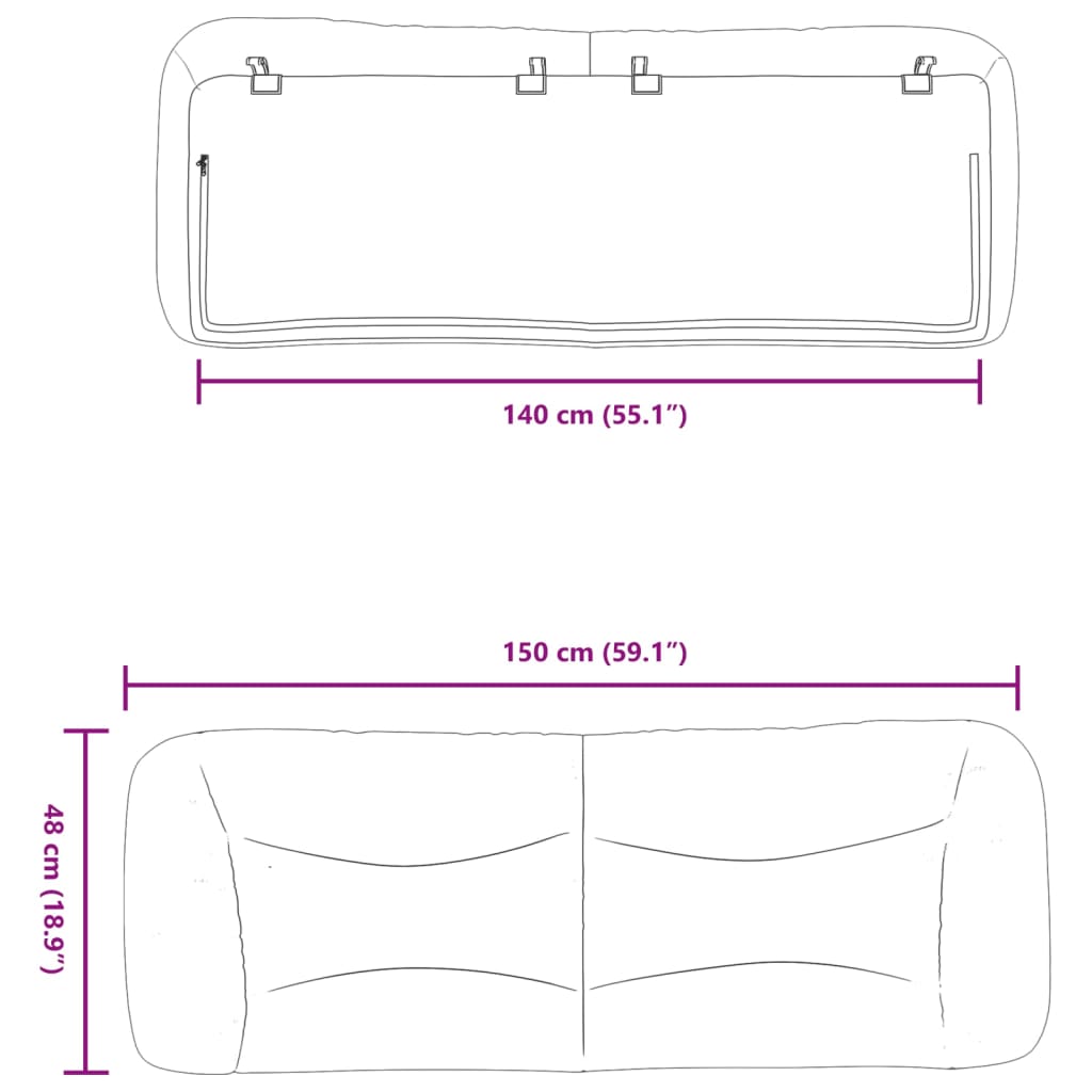 vidaXL Hoofdbordkussen 140 cm kunstleer zwart