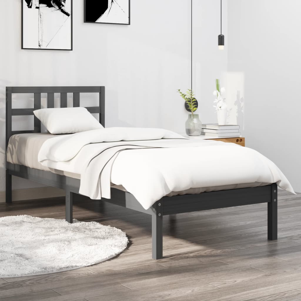 vidaXL Bedframe massief hout zwart 90x190 cm