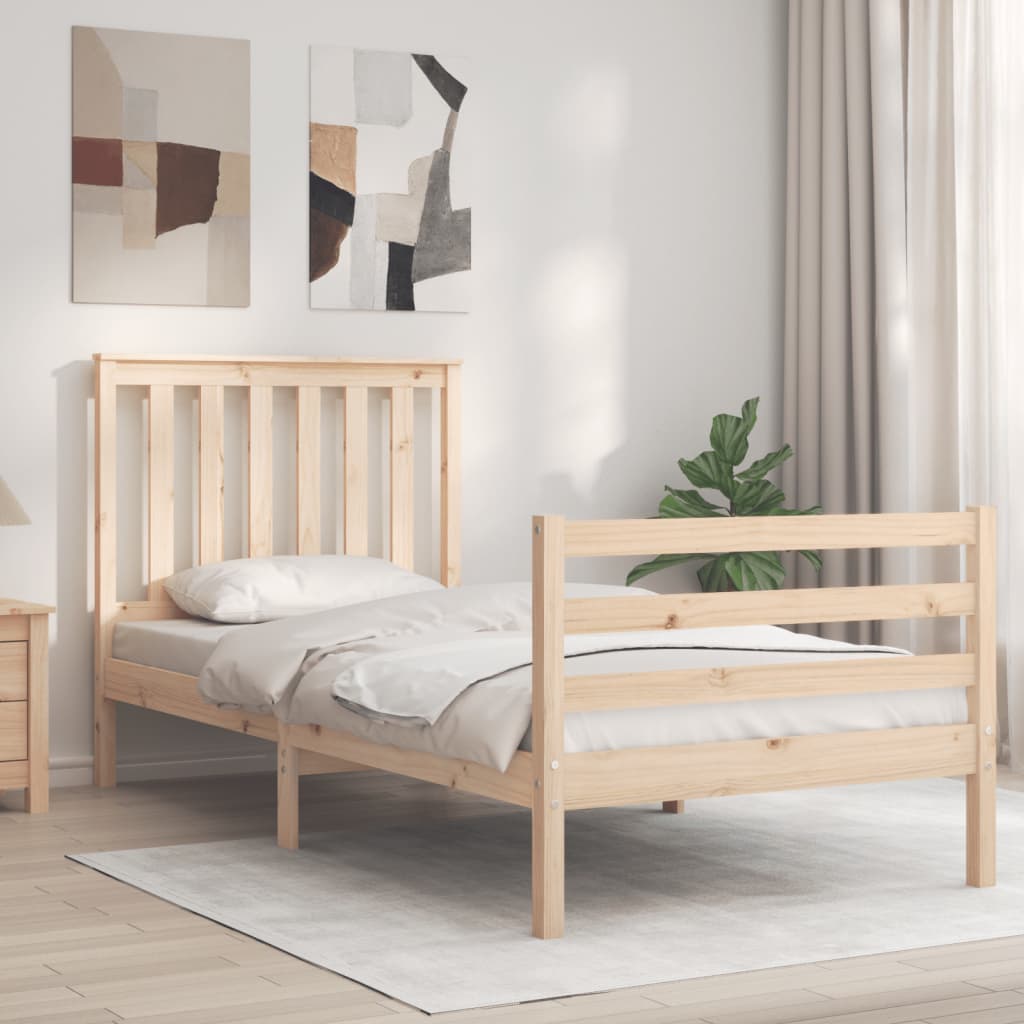 vidaXL Bedframe met hoofdbord massief hout