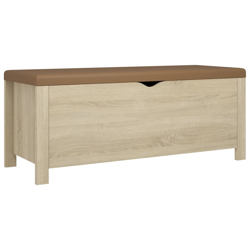 vidaXL Opbergbox met kussen 105x40x45cm bewerkt hout sonoma eikenkleur