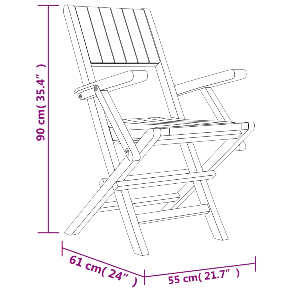 vidaXL Tuinstoelen inklapbaar 8 st 55x61x90 cm massief teakhout