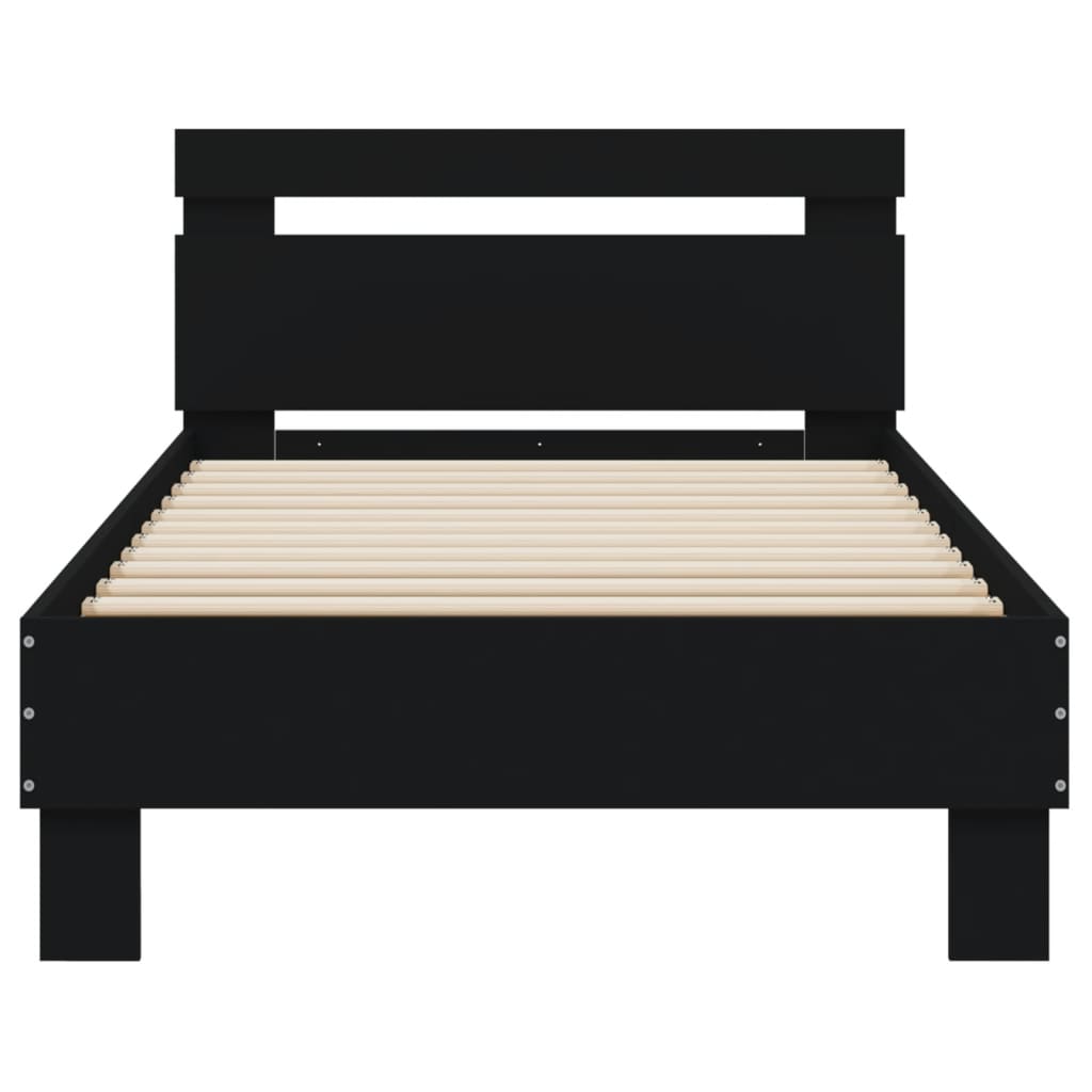 vidaXL Bedframe met hoofdbord en LED-verlichting zwart 90x190 cm