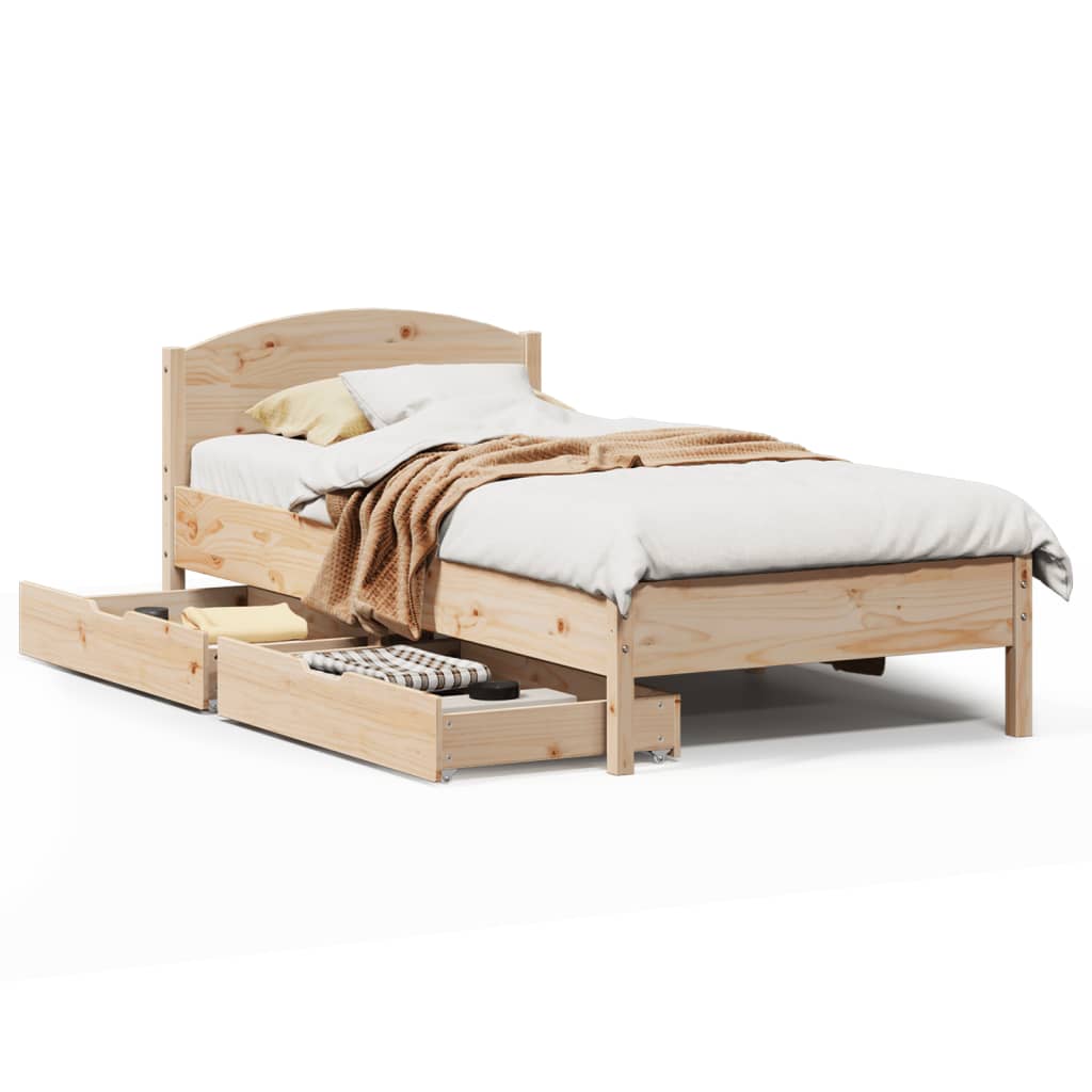 vidaXL Bedframe zonder matras massief grenenhout 75x190 cm