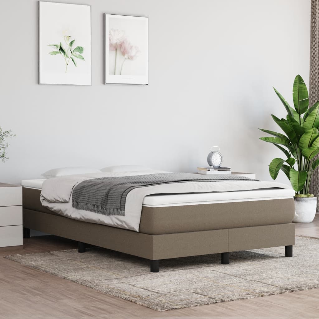 vidaXL Boxspring met matras stof taupe 120x190 cm