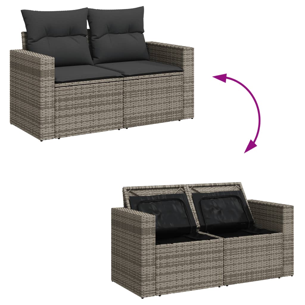 vidaXL 11-delige Loungeset met kussens poly rattan grijs