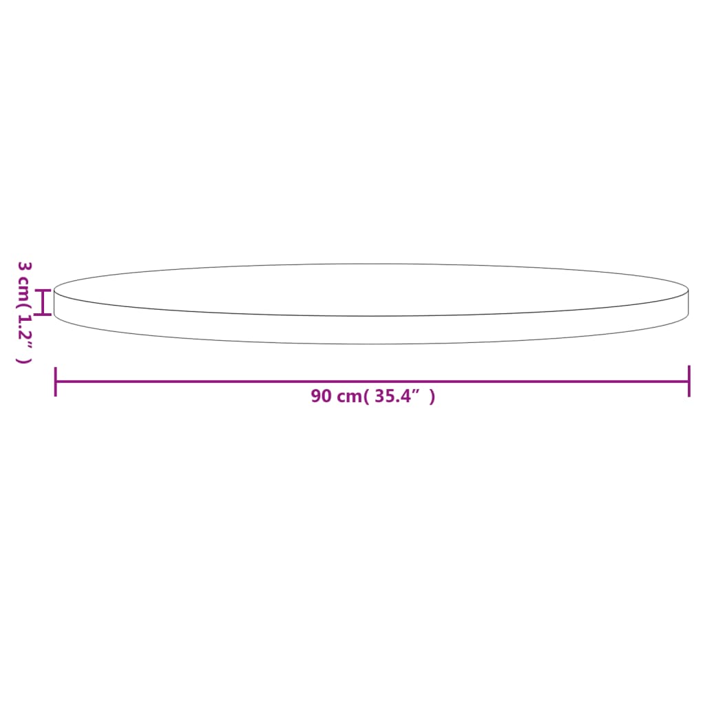 vidaXL Tafelblad rond Ø90x3 cm massief grenenhout wit