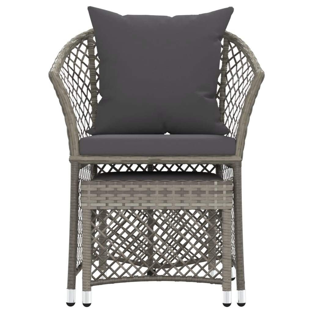 vidaXL 2-delige Loungeset met kussens poly rattan grijs