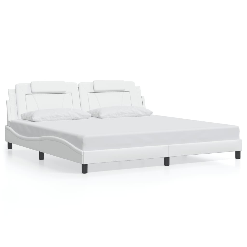 vidaXL Bedframe met hoofdbord kunstleer wit 200x200 cm