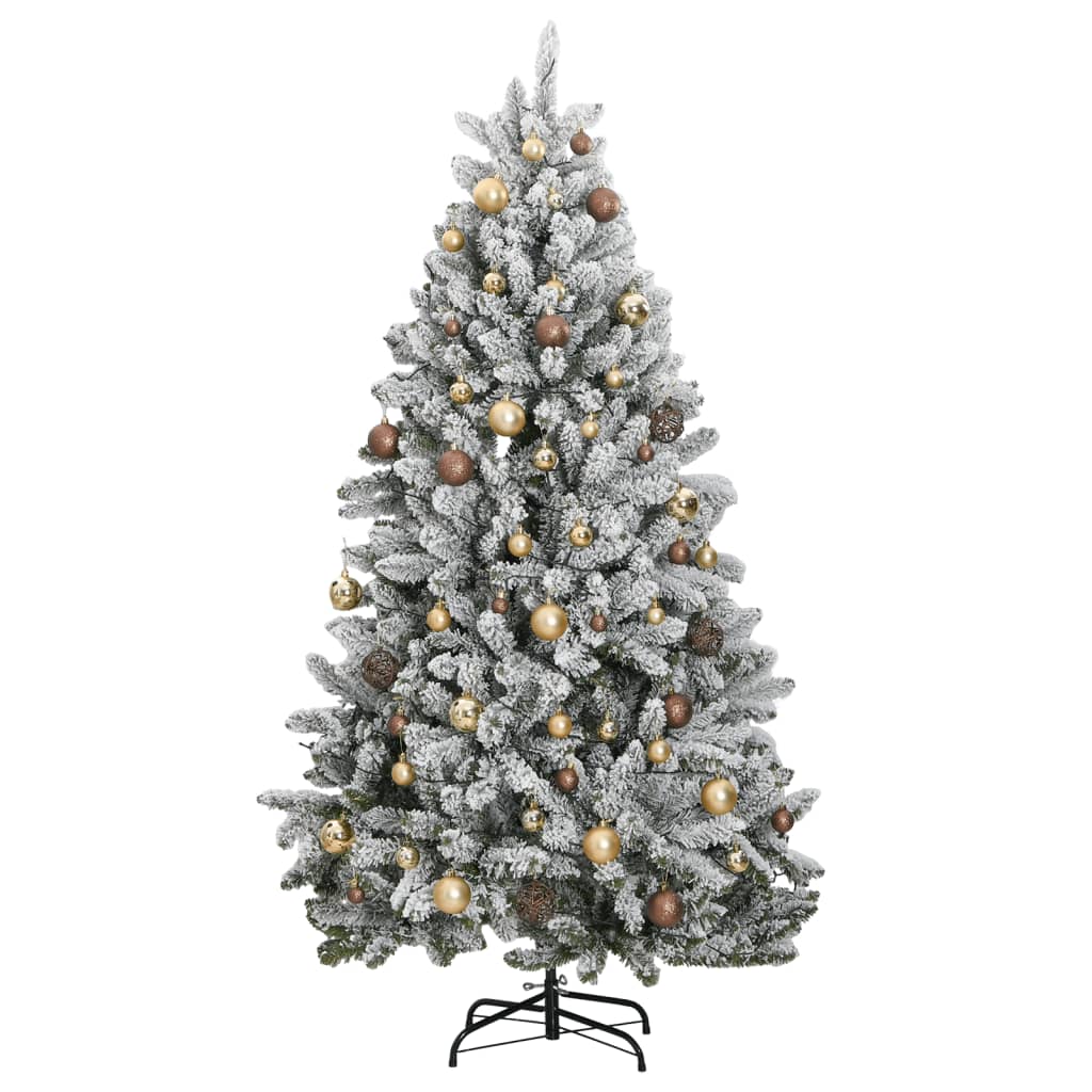 vidaXL Kunstkerstboom met scharnieren 300 LED's en kerstballen 240 cm