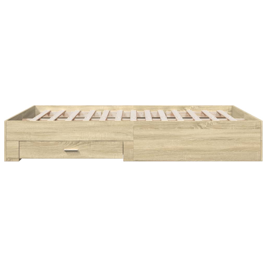 vidaXL Bedframe met lades bewerkt hout sonoma eikenkleurig 140x200 cm