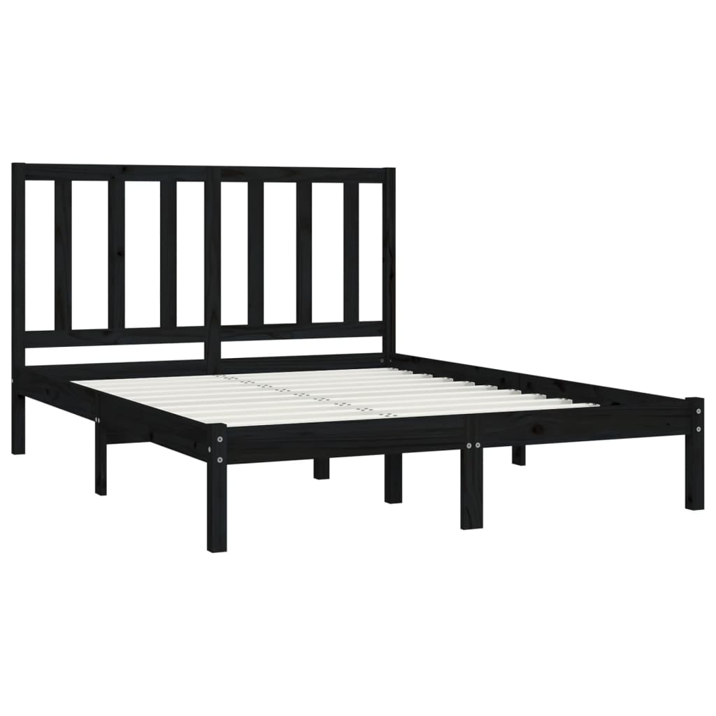 vidaXL Bedframe massief grenenhout zwart 120x190 cm