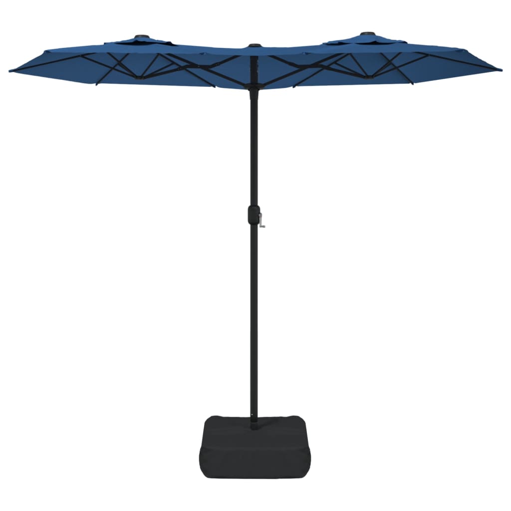 vidaXL Parasol dubbel dak met LED 316x240 cm azuurblauw