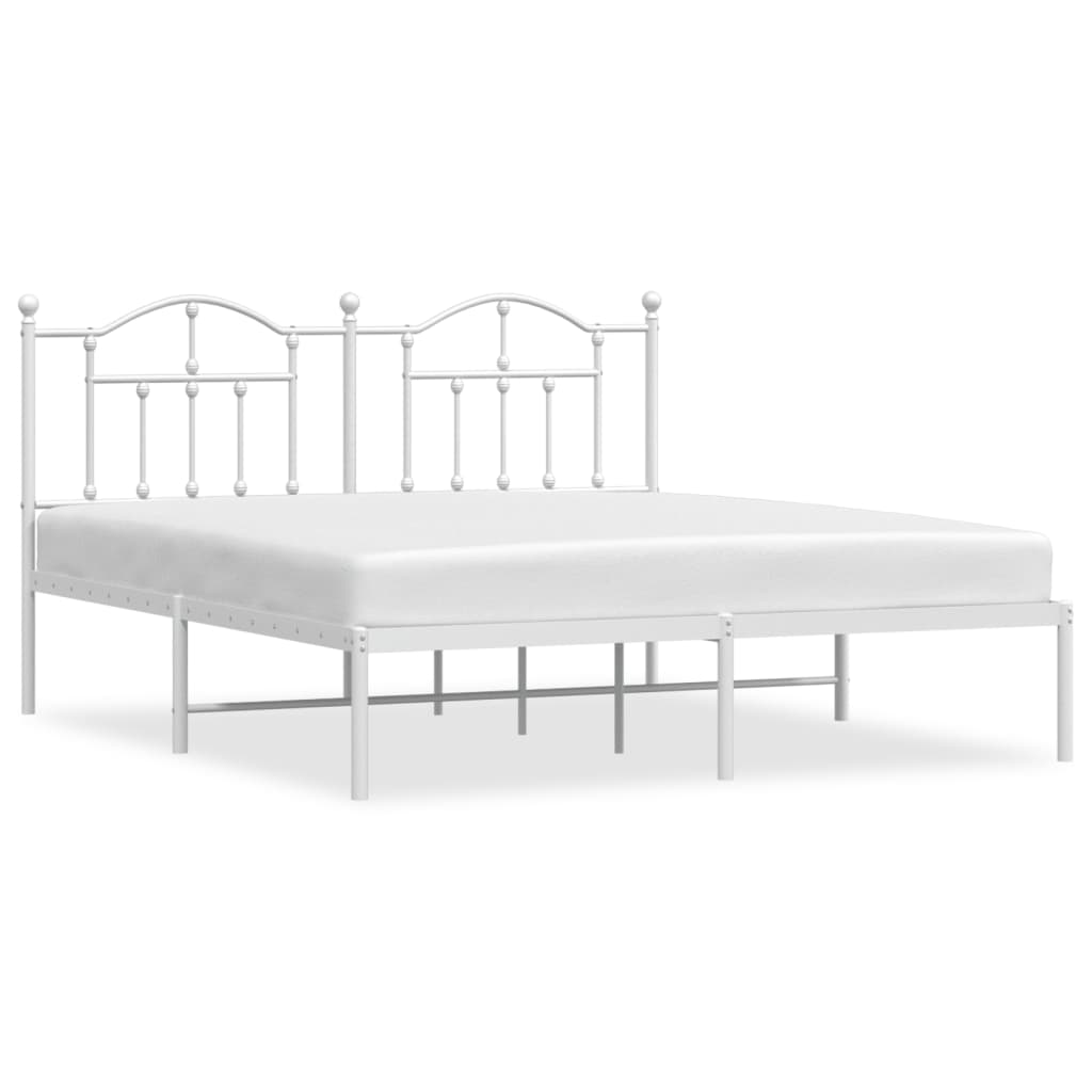 vidaXL Bedframe met hoofdbord metaal wit 183x213 cm