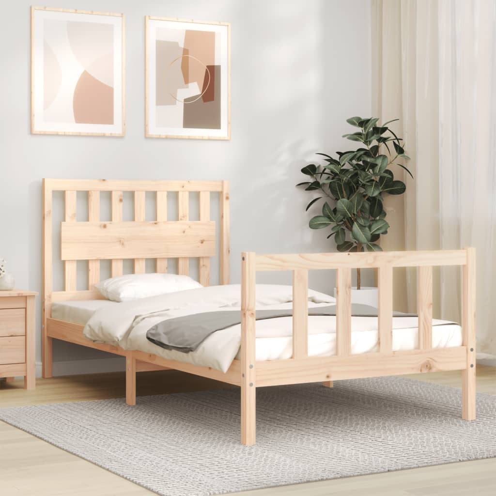 vidaXL Bedframe met hoofdbord massief hout 100x200 cm