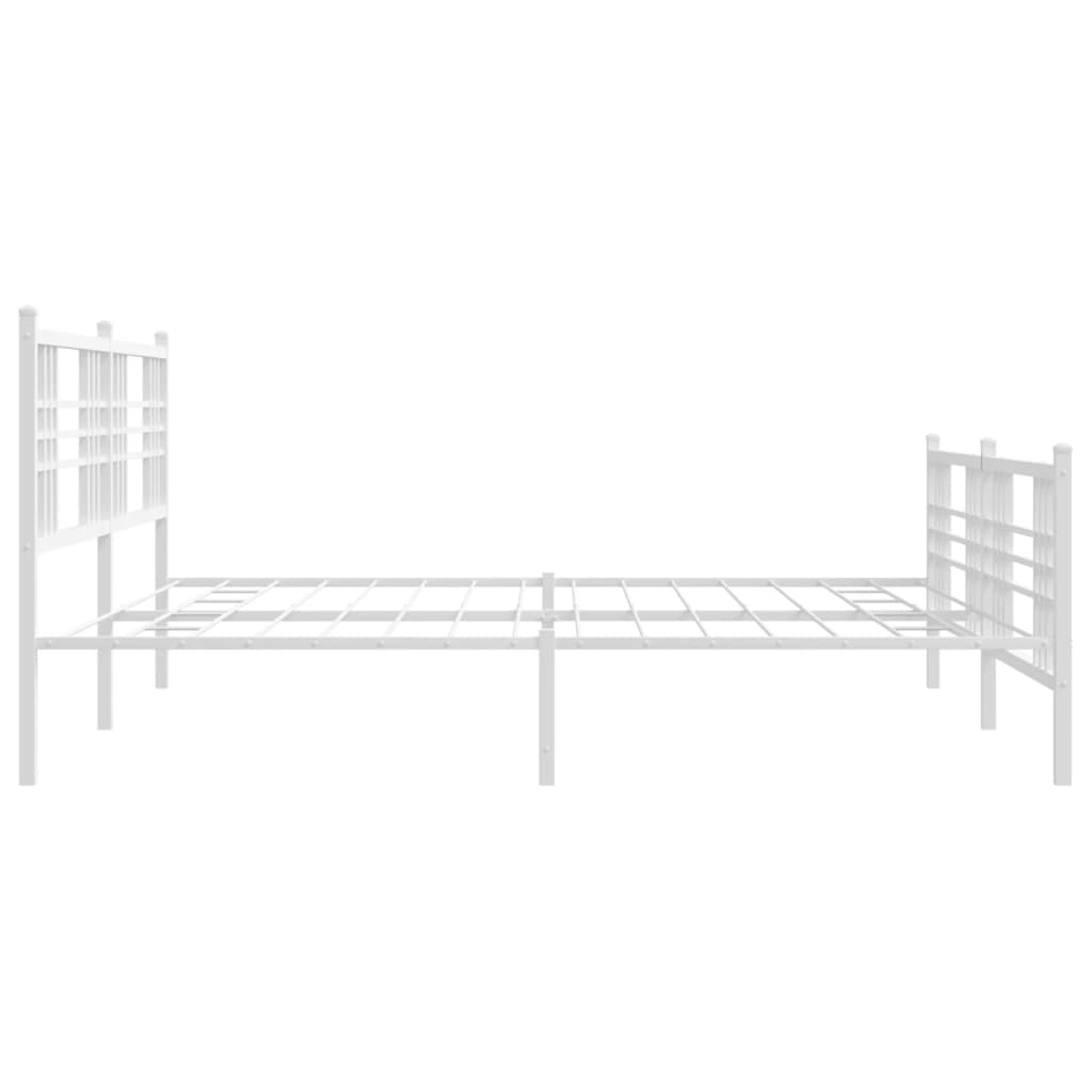 vidaXL Bedframe met hoofd- en voeteneinde metaal wit 193x203 cm