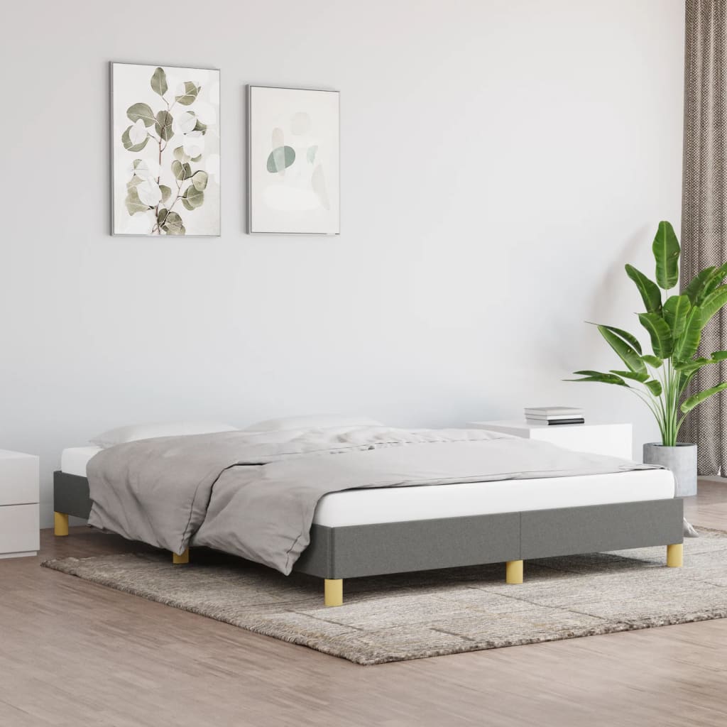 vidaXL Bedframe zonder matras stof donkergrijs 140x200 cm