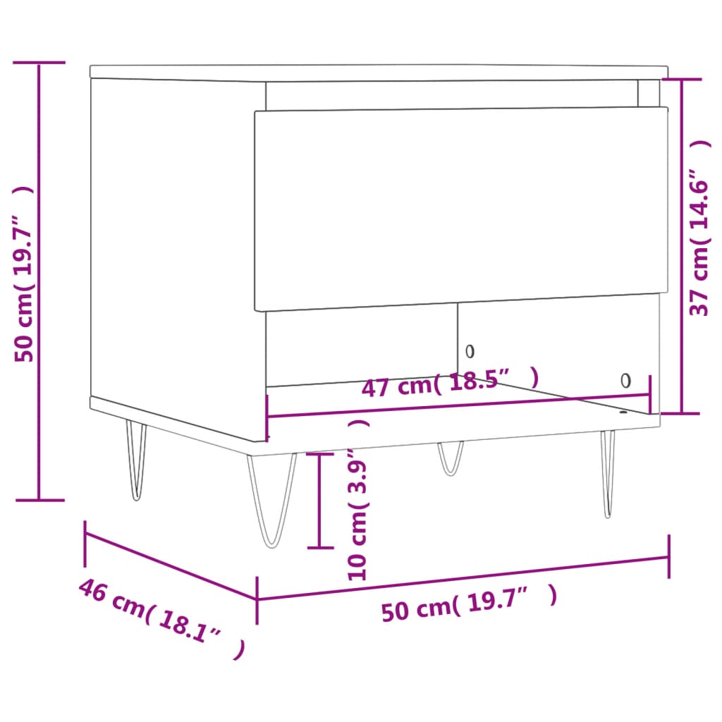 vidaXL Salontafels 2 st 50x46x50 cm bewerkt hout zwart