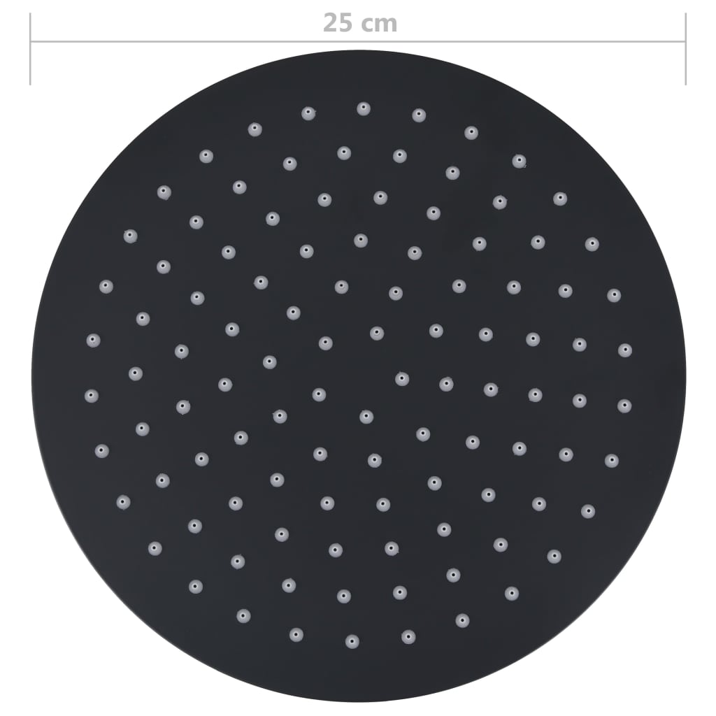 vidaXL Regendouchekop rond 25 cm roestvrij staal zwart