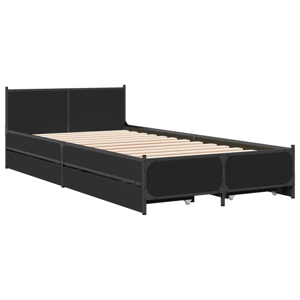 vidaXL Bedframe met lades bewerkt hout zwart 90x190 cm