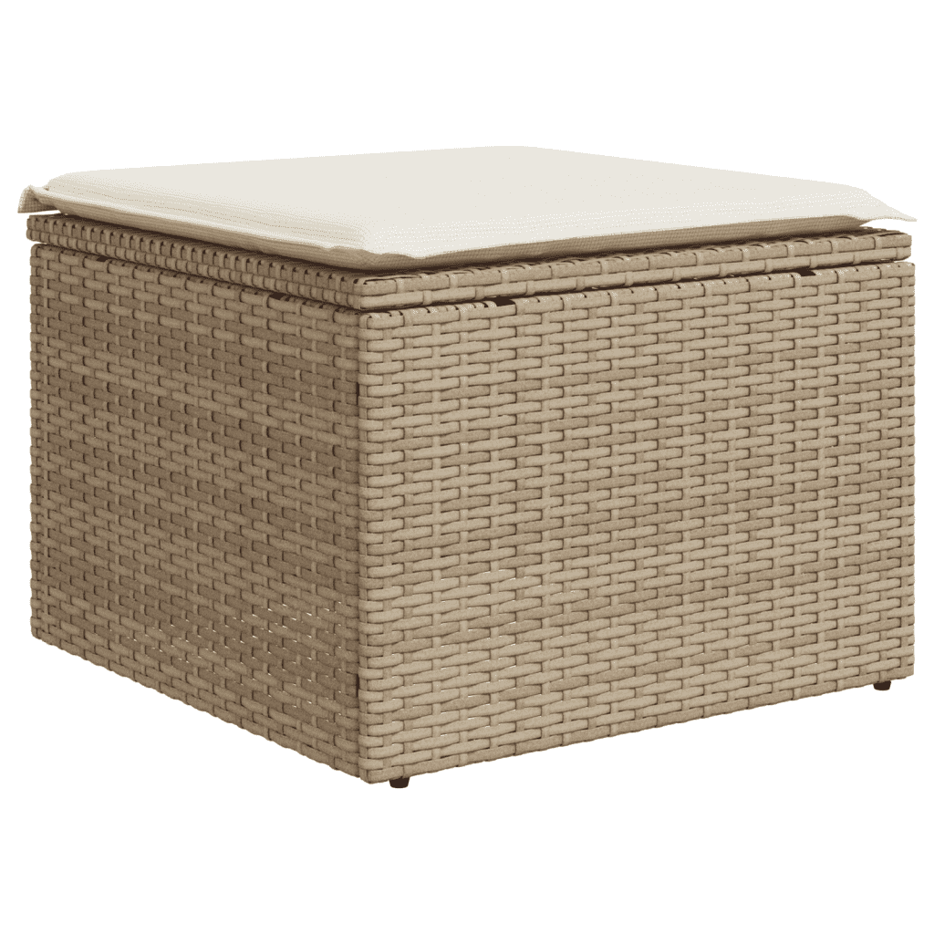 vidaXL 5-delige Loungeset met kussens poly rattan beige