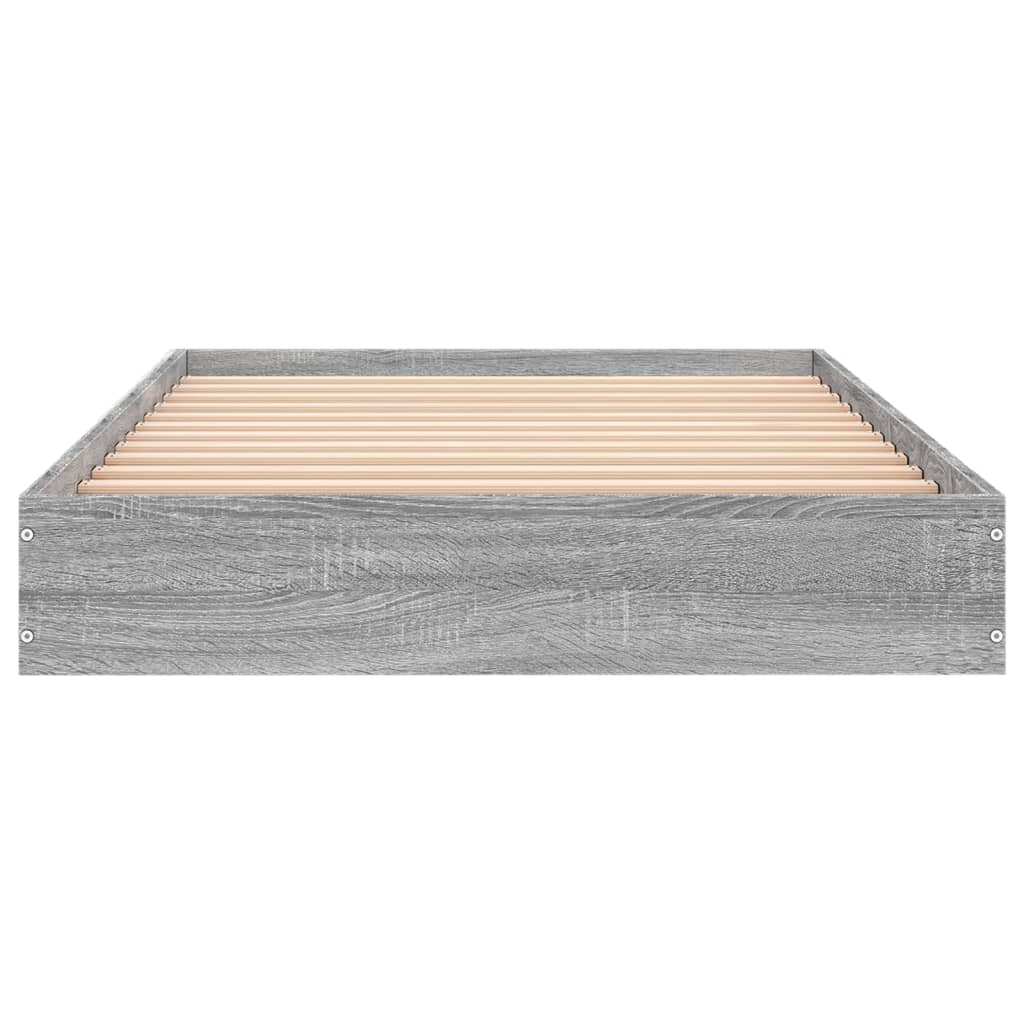 vidaXL Bedframe bewerkt hout grijs sonoma eikenkleurig 75x190 cm