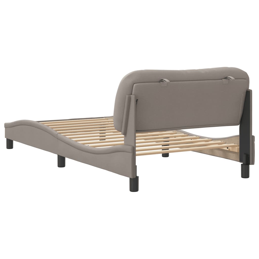 vidaXL Bedframe met hoofdbord stof taupe 100x200 cm