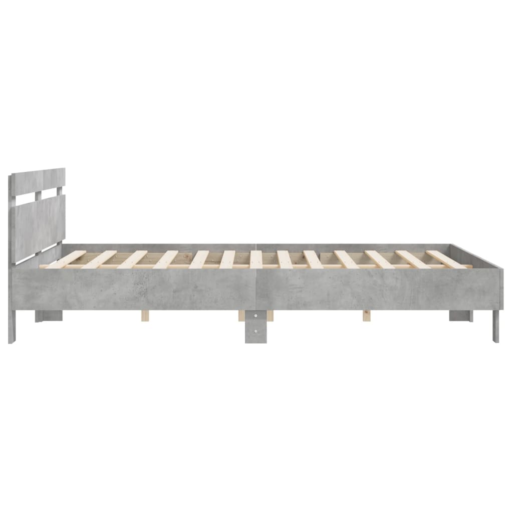 vidaXL Bedframe met hoofdeinde bewerkt hout betongrijs 160x200 cm