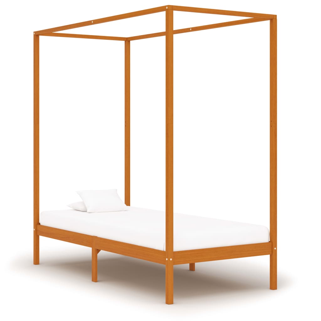 vidaXL Hemelbedframe massief grenenhout honingbruin 100x200 cm