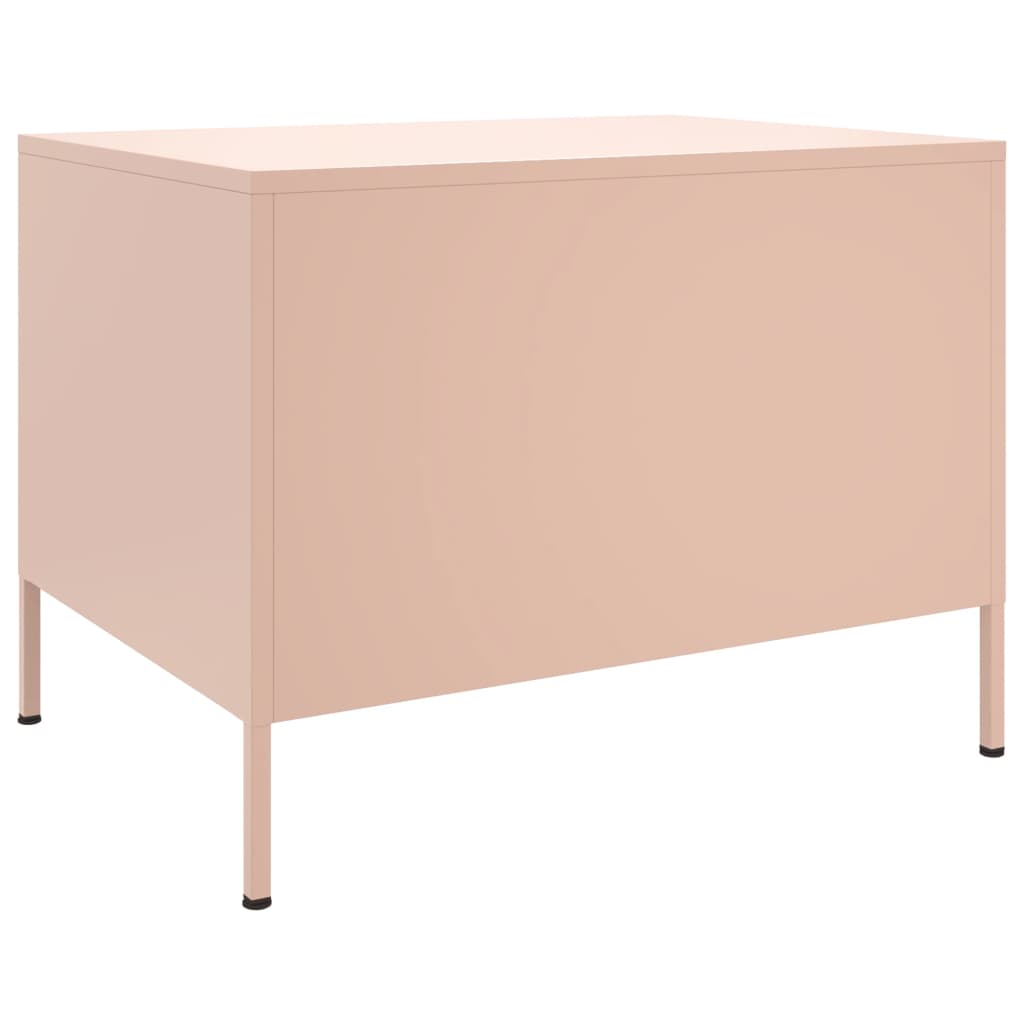 vidaXL Salontafel 68x50x50,5 cm staal roze