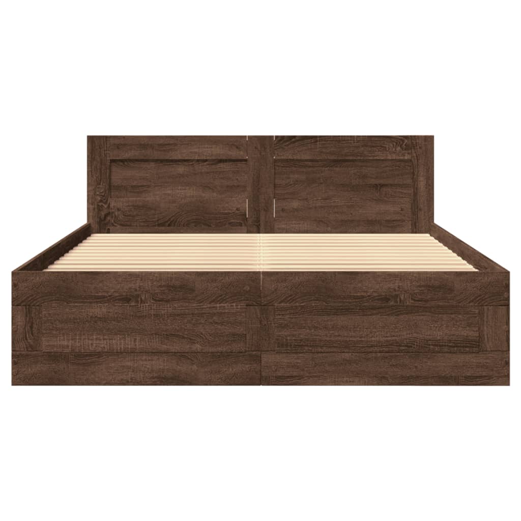 vidaXL Bedframe met hoofdeinde bewerkt hout bruineikenkleur 140x190 cm