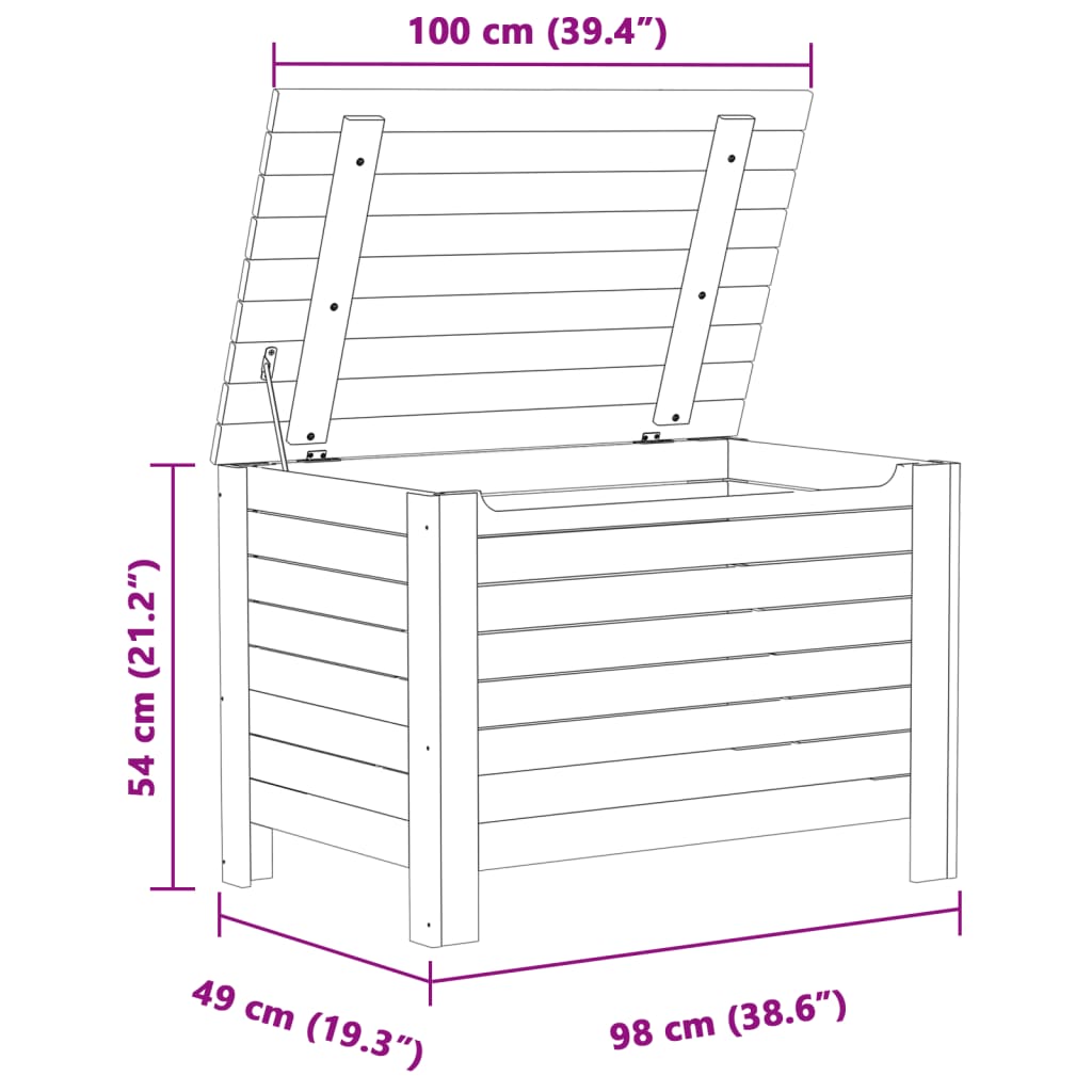 vidaXL Opbergbox met deksel RANA 100x49x54 cm massief grenenhout wit