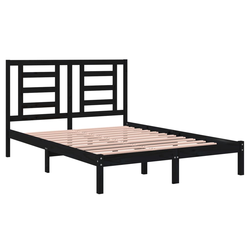 vidaXL Bedframe massief grenenhout zwart 140x190 cm