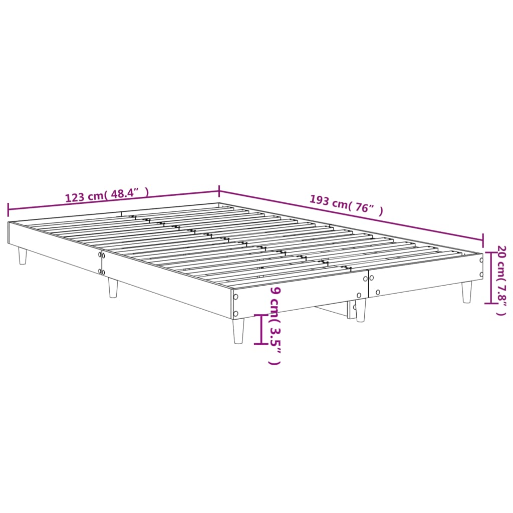 vidaXL Bedframe zonder matras hout sonoma eikenkleurig 120x190 cm