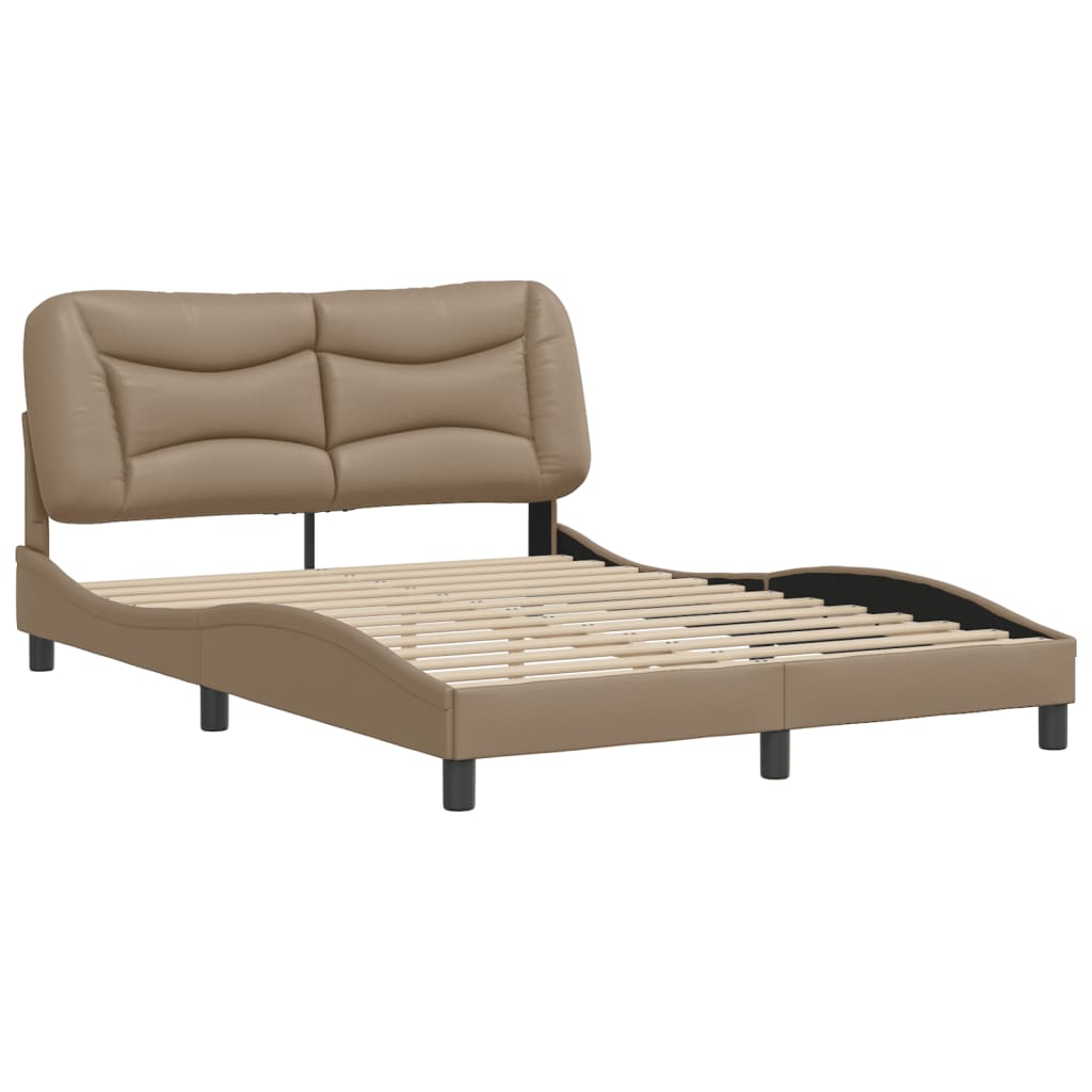 vidaXL Bedframe met hoofdbord kunstleer cappucinnokleurig 140x190 cm