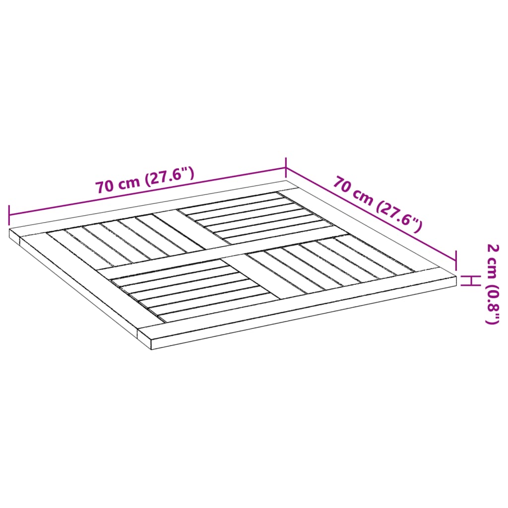 vidaXL Tafelblad vierkant 70x70x2 cm massief acaciahout