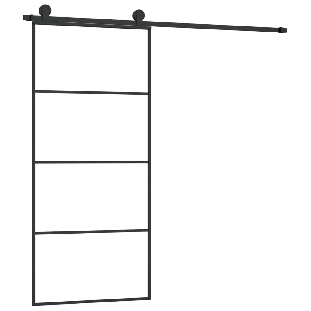 vidaXL Schuifdeur met beslag 90x205 cm ESG-glas en aluminium