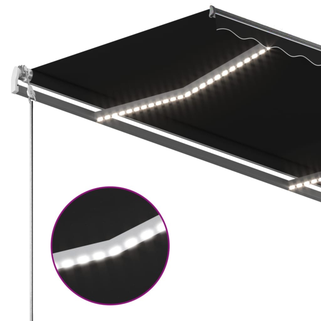 vidaXL Luifel handmatig uittrekbaar met LED 350x250 cm antracietkleur