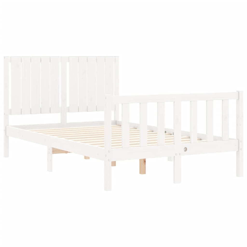 vidaXL Bedframe met hoofdbord massief hout wit