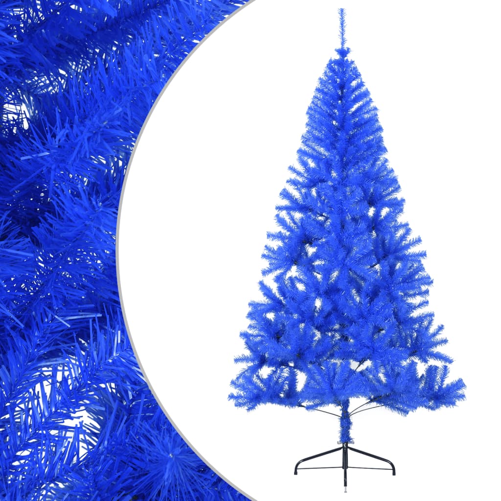 vidaXL Kunstkerstboom met standaard half 210 cm PVC blauw