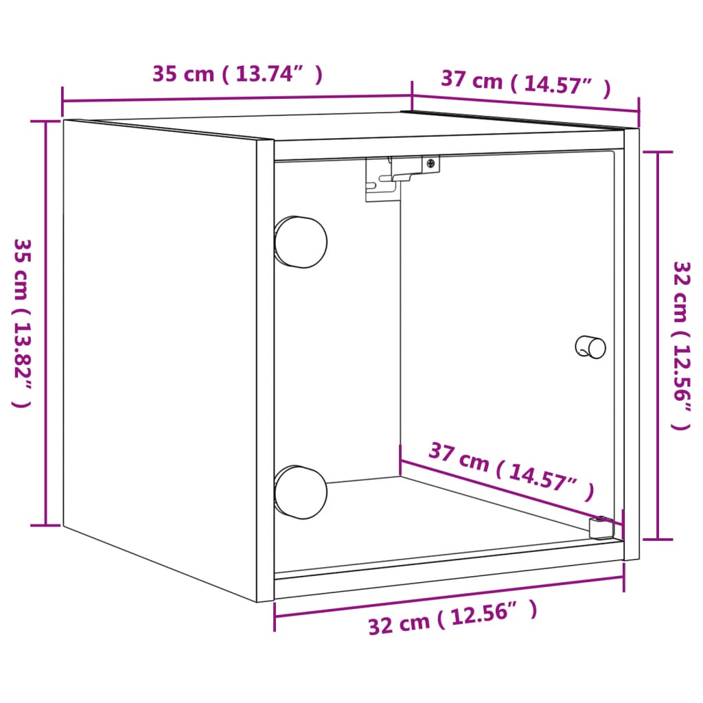 vidaXL Nachtkastje met glazen deur 35x37x35 cm gerookt eikenkleurig