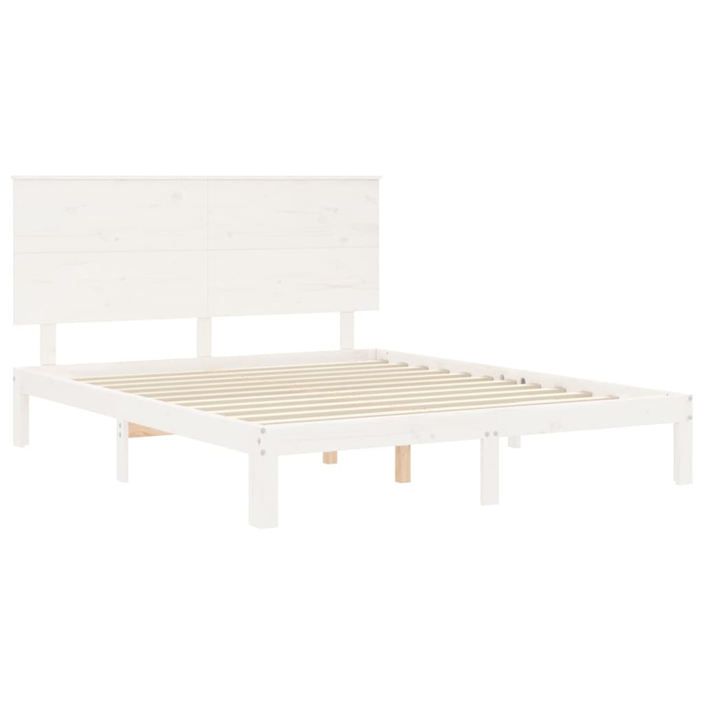 vidaXL Bedframe met hoofdbord massief hout wit