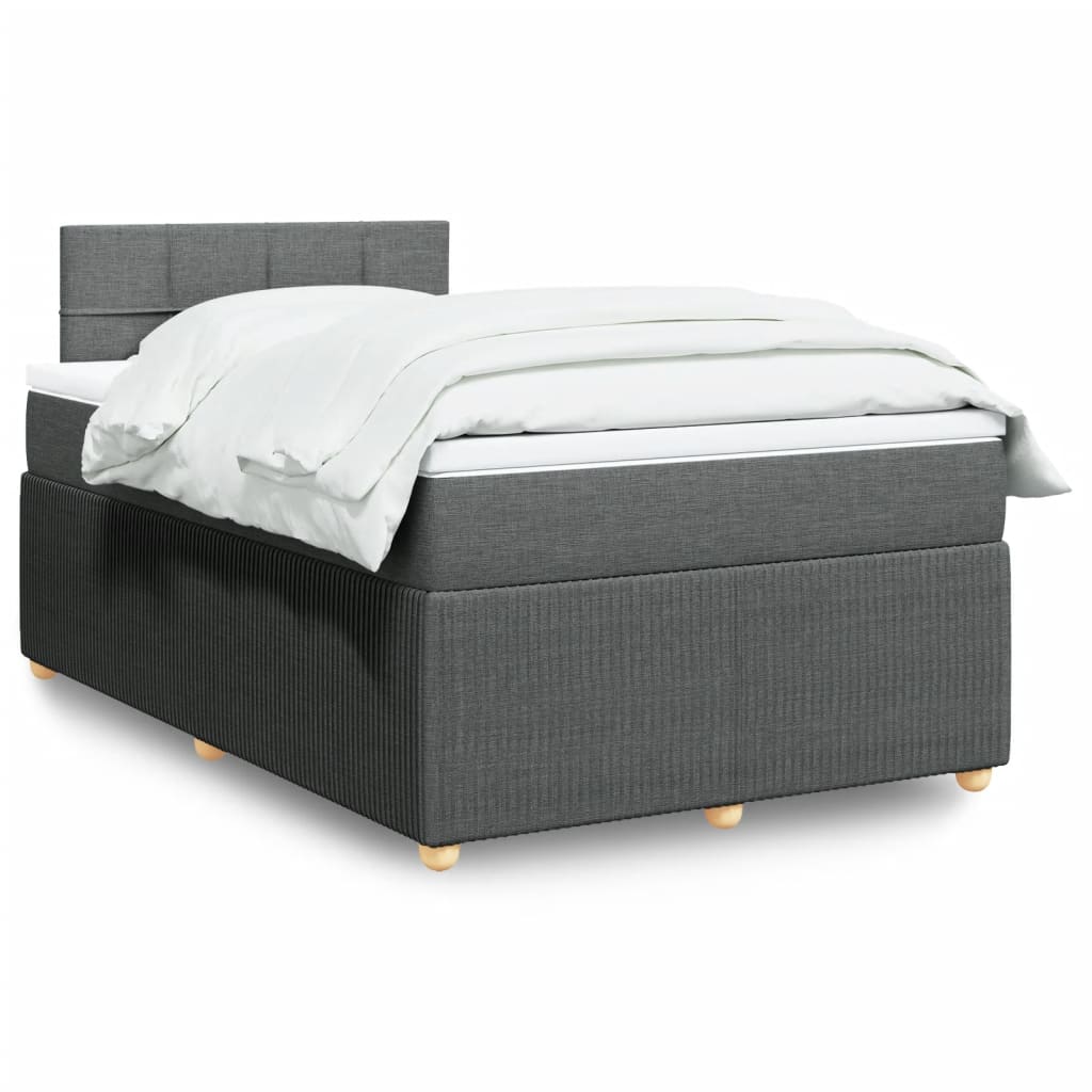 vidaXL Boxspring met matras stof donkergrijs 120x190 cm